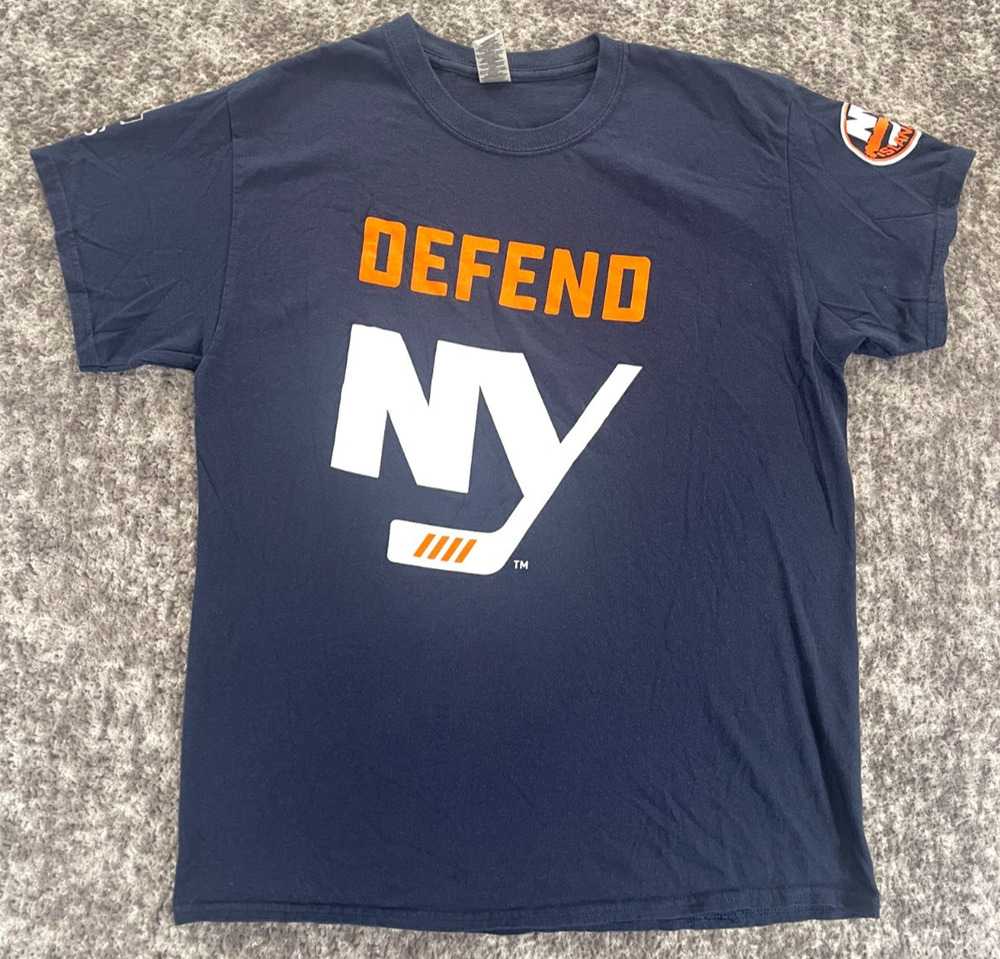 New York Islanders Defend NY T Shirt Navy Blue Graphic Tee Size Large Tee